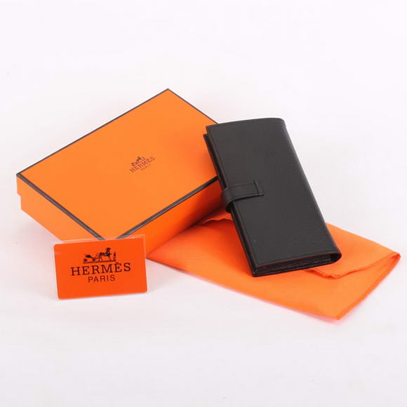 Cheap Fake Hermes Bearn Japonaise Bi-Fold A208 Black